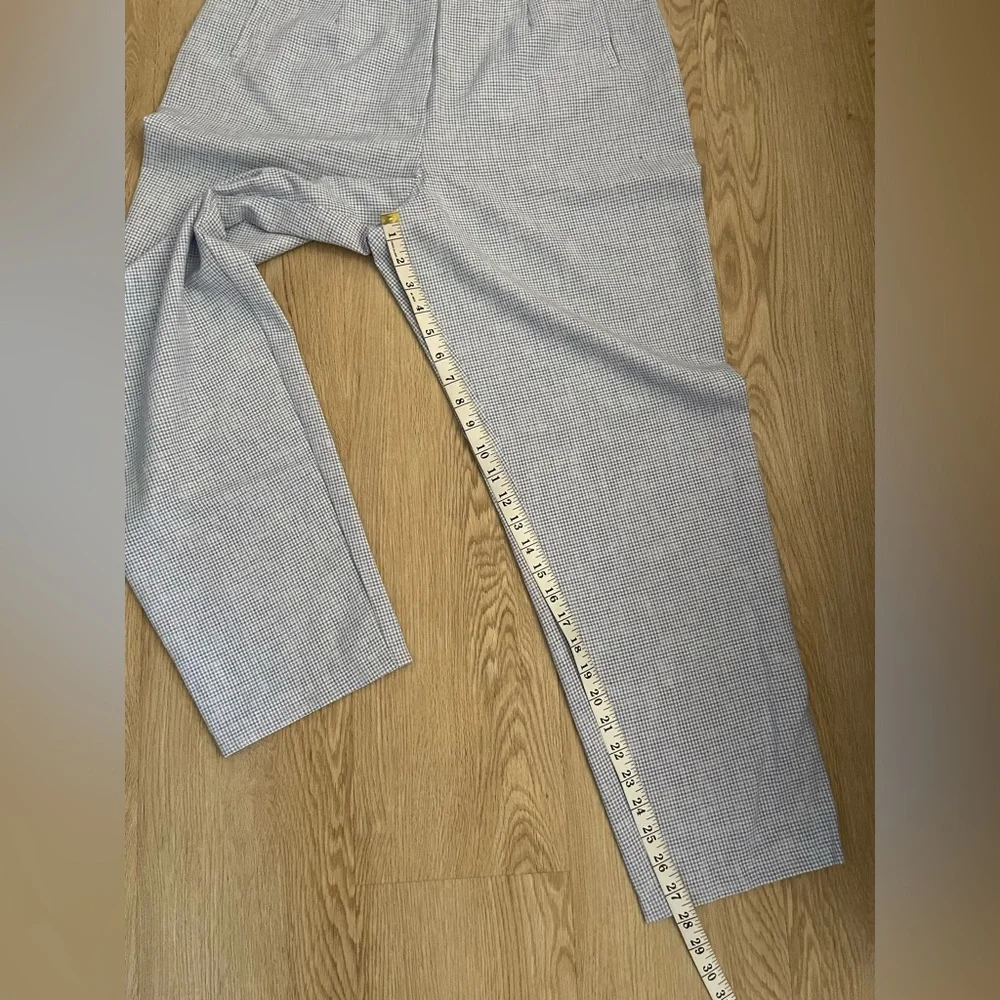 Gingham Tapered Trousers Blue White Sz 14 - Picture 12 of 14